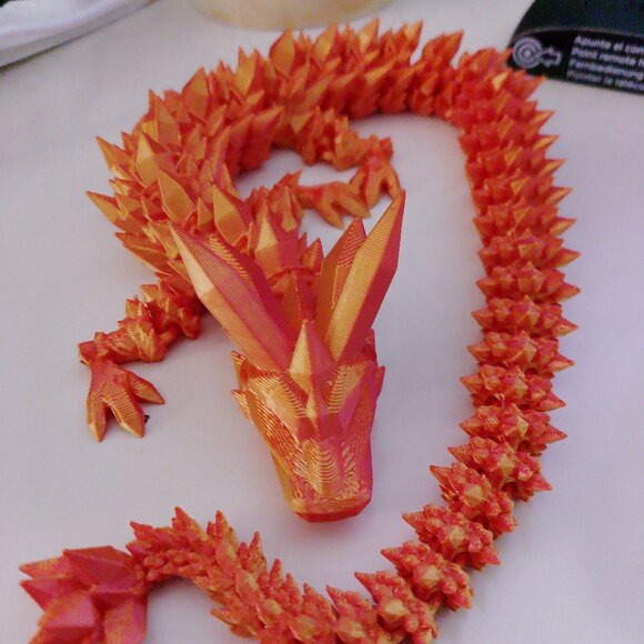 3D Printed Orange Dragon - Picture 1 of 2